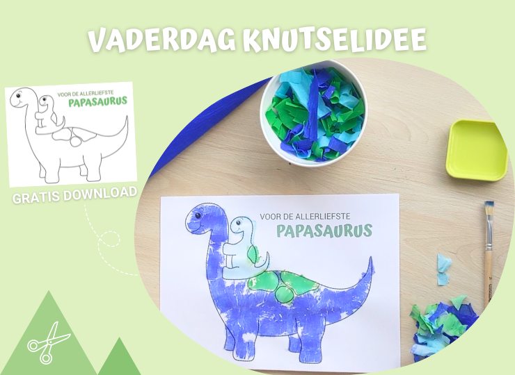 Knutselidee vaderdag: Dinosaurus kleurplaat